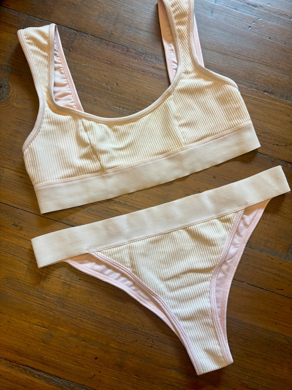 Frankie’s bikinis pink ribbed bikini set - Picture 1 of 11